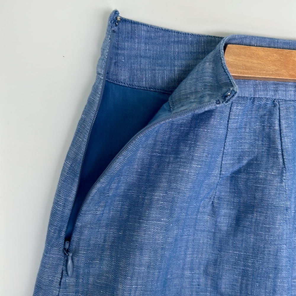Talbots Embroidered Linen Chambray A-Line Skirt - Picture 8 of 11